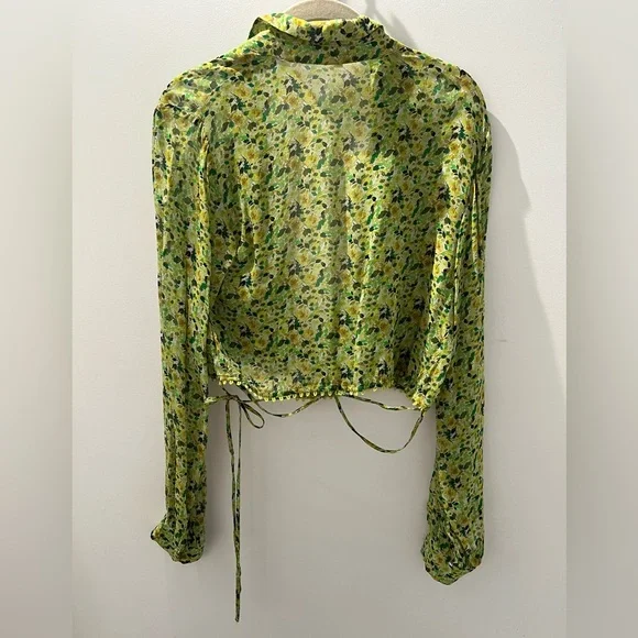 Favorite Daughter The Lover Wrap Top Floral Viscose Chiffon Blouse Size S - Picture 9 of 9